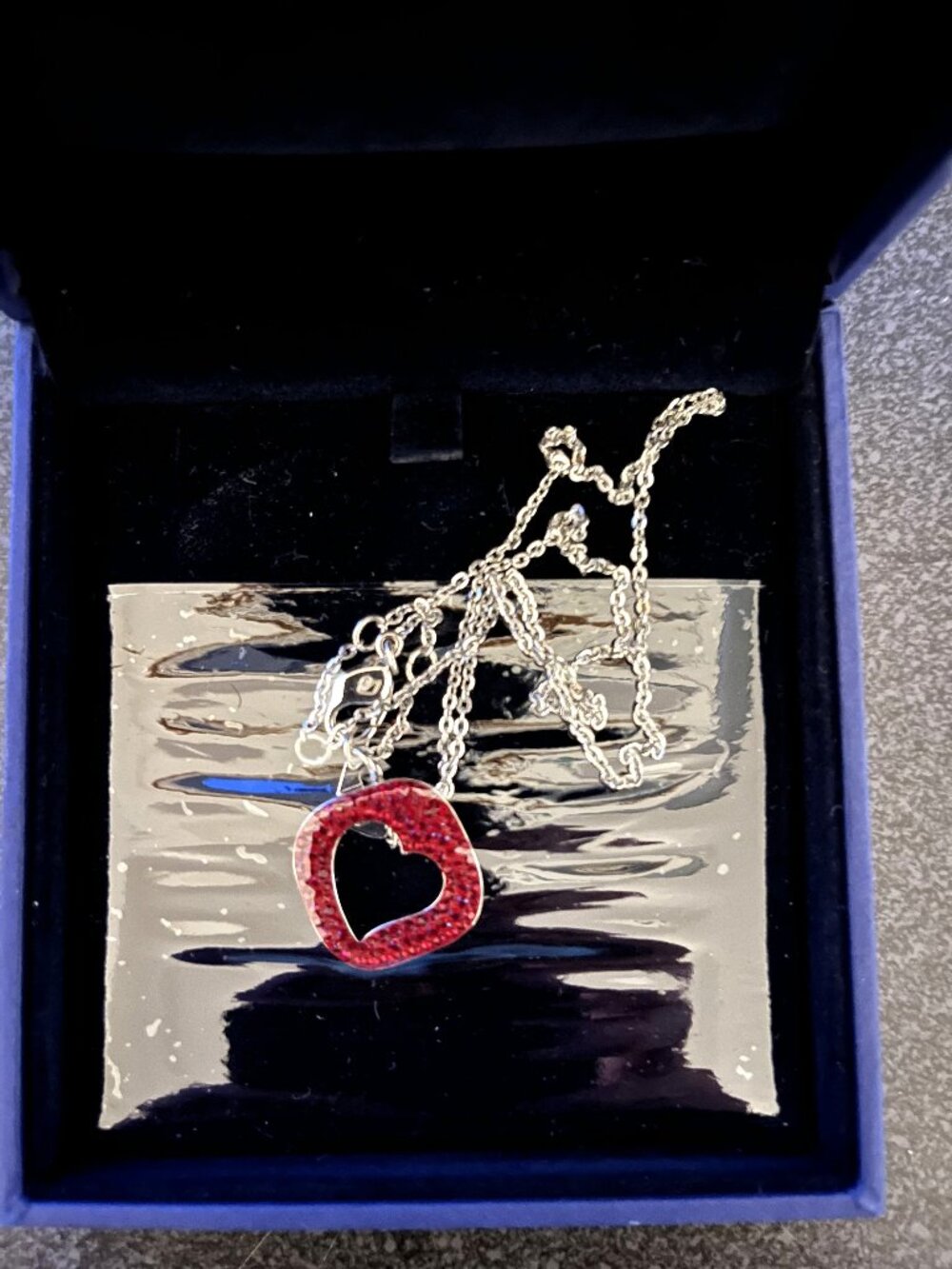 Swarovski red heart pendant necklace in original box